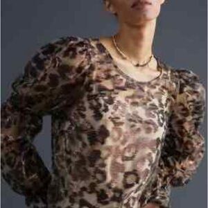 NWT‎ Anthropologie Eva Franco Sheer Leopard Top- Large